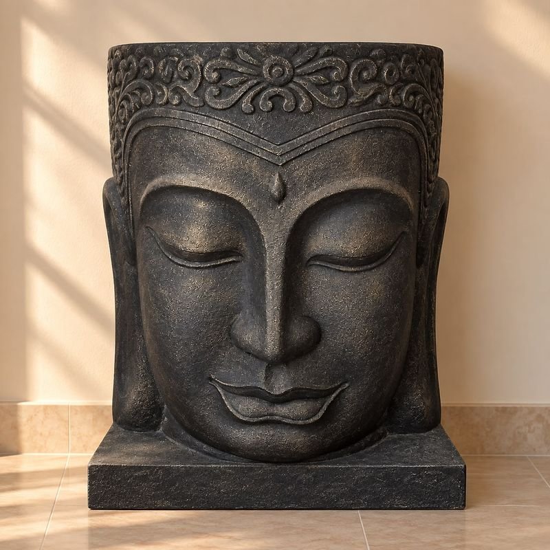 Gran cabeza de Buda en piedra